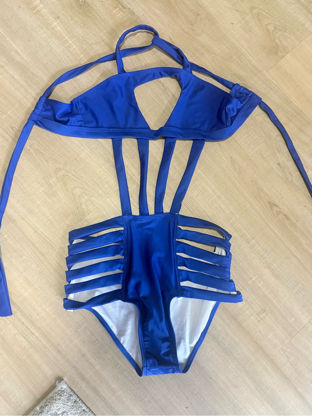Women’s Blue Strappy One-Piece Swimsuit